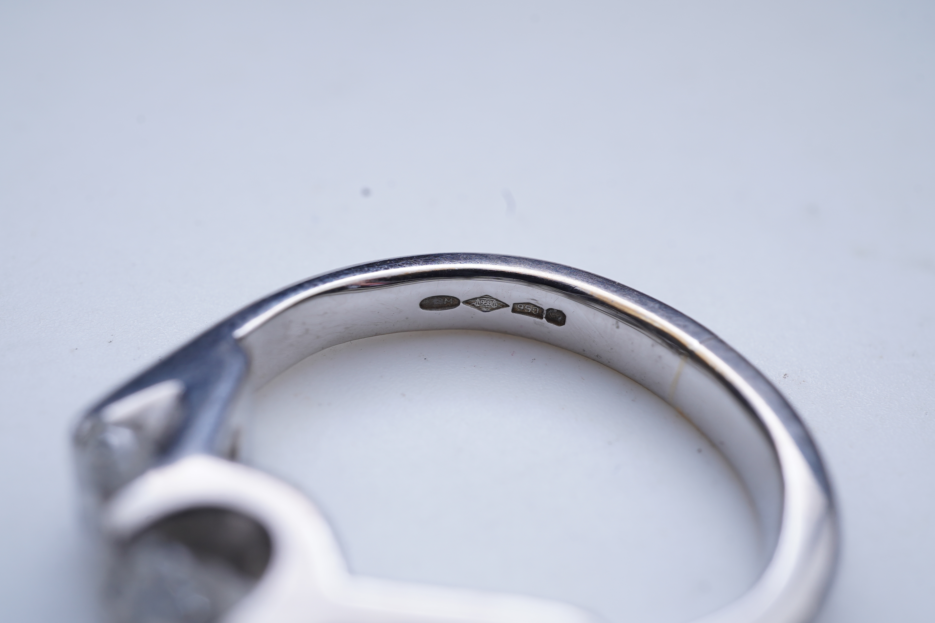 A three-stone diamond ring